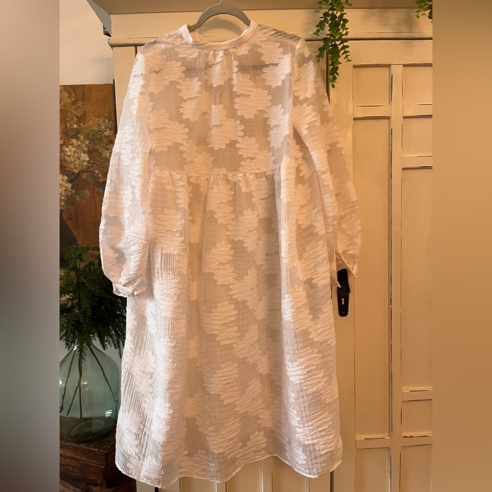 SAMSOE SAMSOE MYNTHE FLORAL JACQUARD LONG SLEEVE FLOWY DRESS XS GENEROUS - Picture 7 of 7